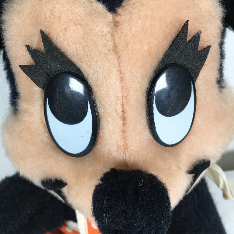 VTG Walt Disney Charaktere Minnie Maus 14"Plüsch Orange Polka Dot Kleid und Schleife Bild 2
