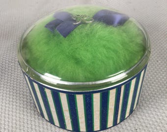 Polvos de baño perfumados Revlon Aqua Marine vintage, estuche a rayas de 170 g (6 oz), fabricados en EE. UU.