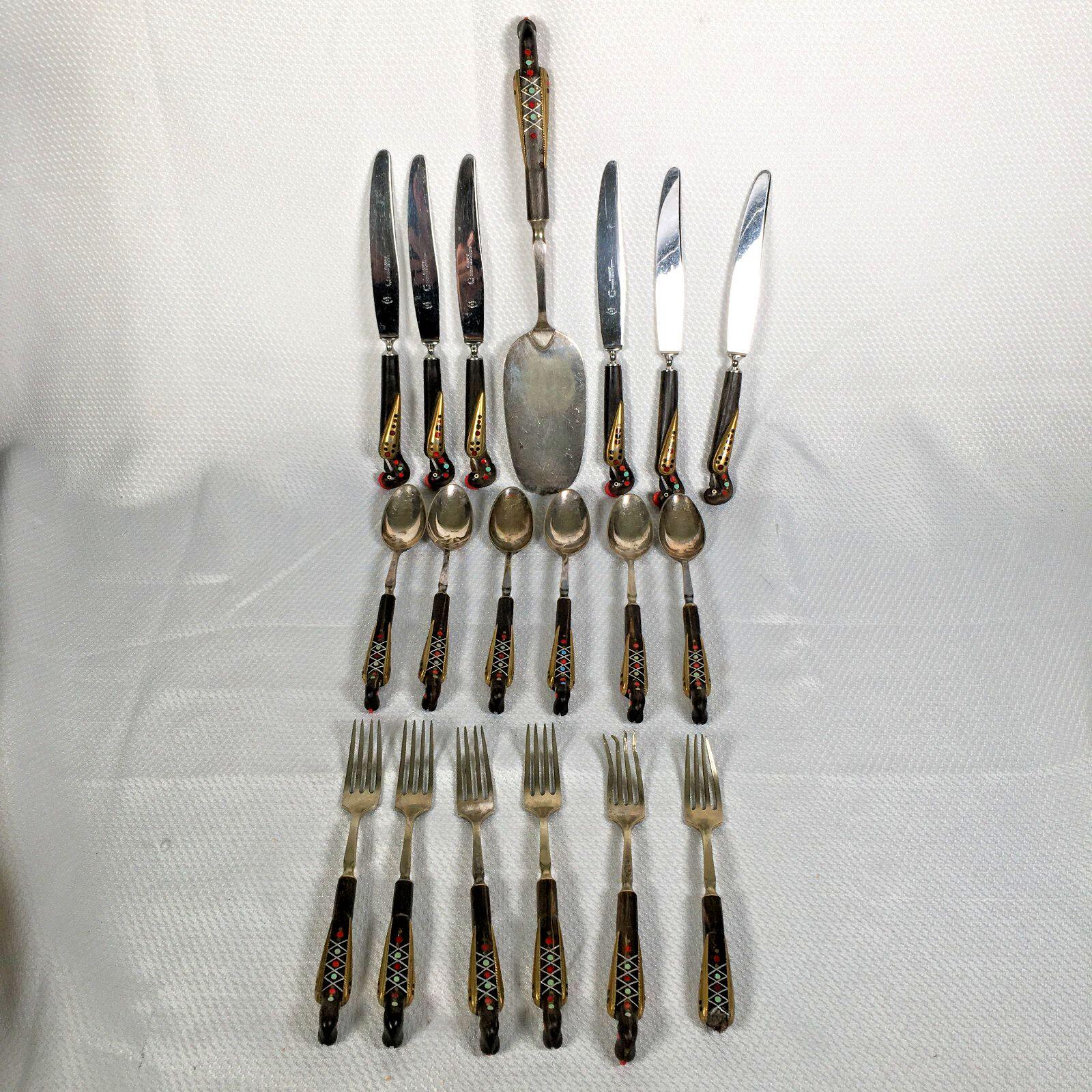 Vintage 19pc Phoenix Carved Handle Silverware Flatware Set