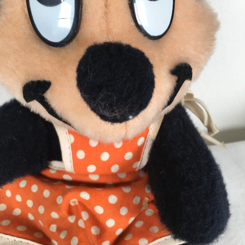 VTG Walt Disney Charaktere Minnie Maus 14"Plüsch Orange Polka Dot Kleid und Schleife Bild 3