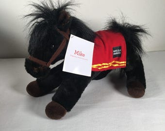 Legendary Wells Fargo Pony MIKE Black Plush Horse Red Blanket Stuffed Animal Toy