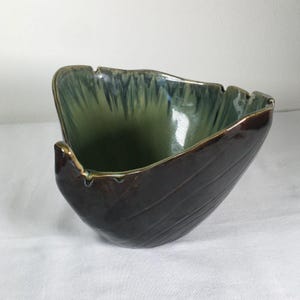 ヴィンテージ MCM イチョウの葉 セラミック深型プランターボウル スタジオ陶器 日本製