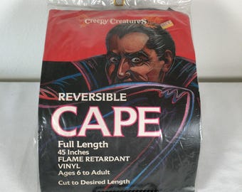 Vtg 1987 Creepy Creatures Halloween Dracula Cape Reversible Full Length 45" New