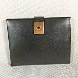 Cartera vintage Rolfs de piel de vaca con diamantes de imitación negros para mujer