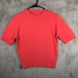 Vintage Short Sleeve Sweater Pink Salmon Crew Neck Soft Women&#39;s Medium