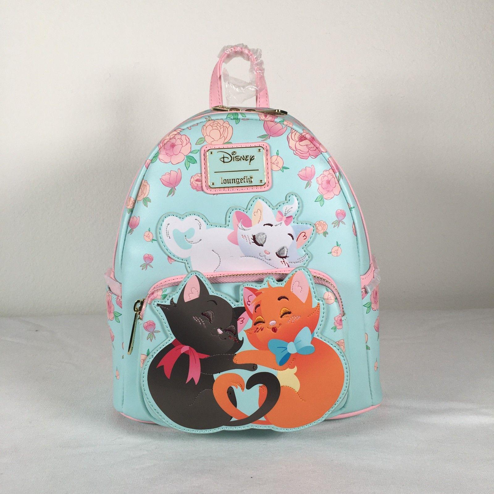 Loungefly Aristocats Pink and Mint Cat Backpack Loungefly x Disney Cats Mini Backpack Handbag All-Over Print  main image 2