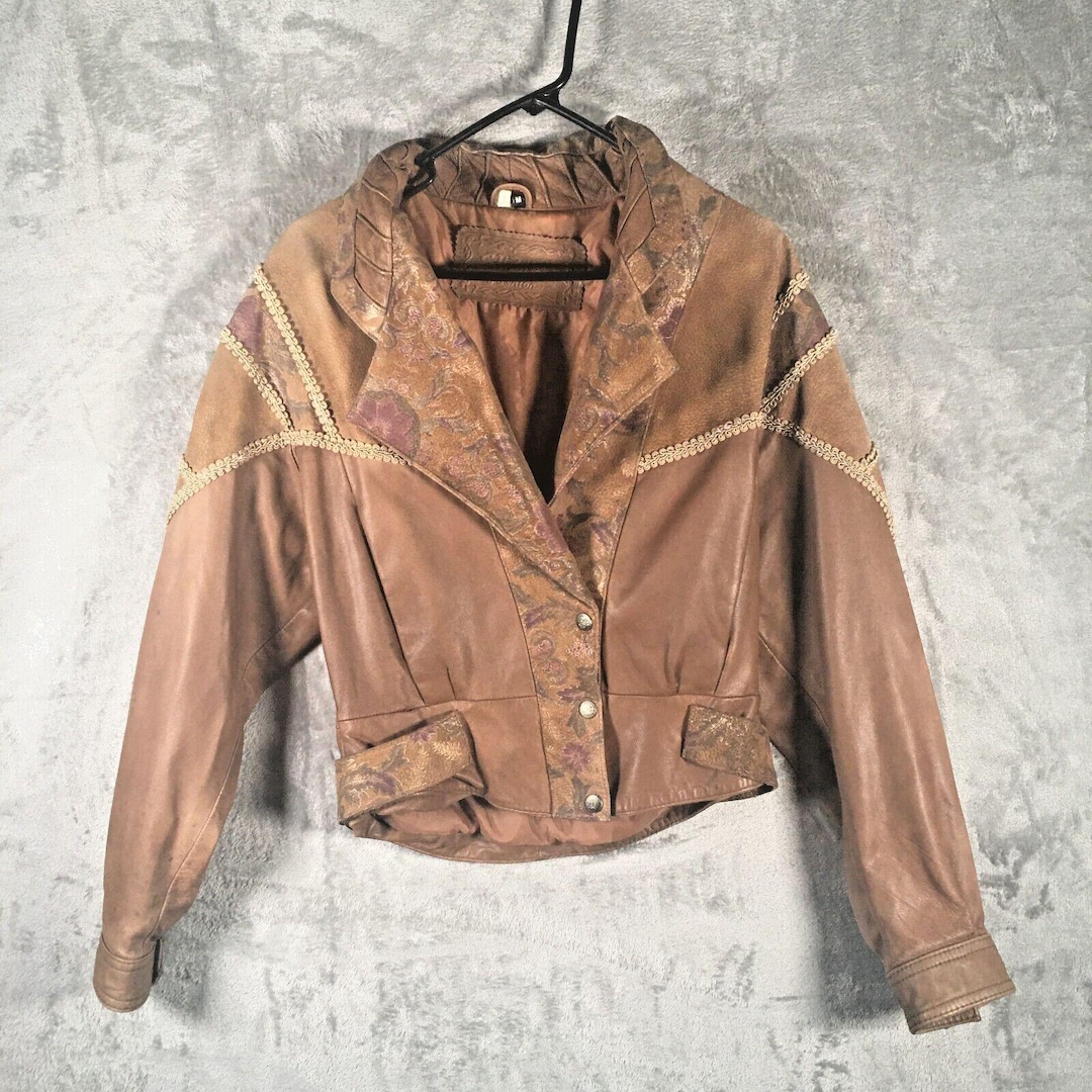 Vintage Suzie's Fashions 90s Leather Decorative Bomber Jacket
