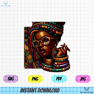 Schwarze Königin SVG, Schwarze Frau Silhouette, afrikanische Karte png, Schwarze Geschichte png, Juneteenth Designs png, Sublimationsdesign, Afro Frau png