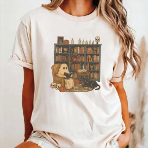 Chemise de livres de lecture fantôme rétro, chemise d&#39;Halloween fantôme de bibliothécaire vintage, chemise de professeur d&#39;Halloween, cadeau de professeur d&#39;Halloween, chemise d&#39;école Boo
