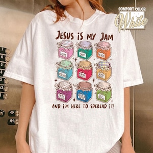 Maglietta cristiana Comfort Colors® Jesus Is My Jam, maglietta JESUS Christ, regalo per cristiani, maglietta divertente di Gesù, maglietta per mamme cristiane