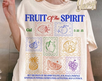 Comfort Colors® Fruit of the Spirit Bible Verse Tee Shirt Christian Gift Christianity Shirt Christian Tshirt Farmer's Jesus Faith Apparel