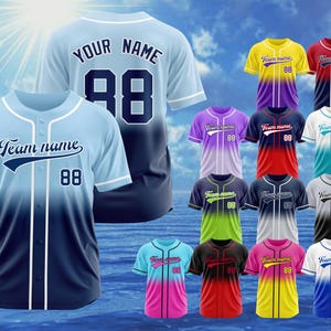 Custom Baseball Jersey, Customize Baseball Jersey, Custom Baseball Jerseys with Name & Number, Gradient Baseball Shirt for Men, Women, Kids