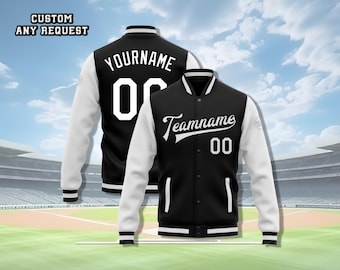 Custom Baseball Jacket – Personalized Varsity Jacket for Adults & Kids, Personalized Name/Logo, Christmas Gift for Families
