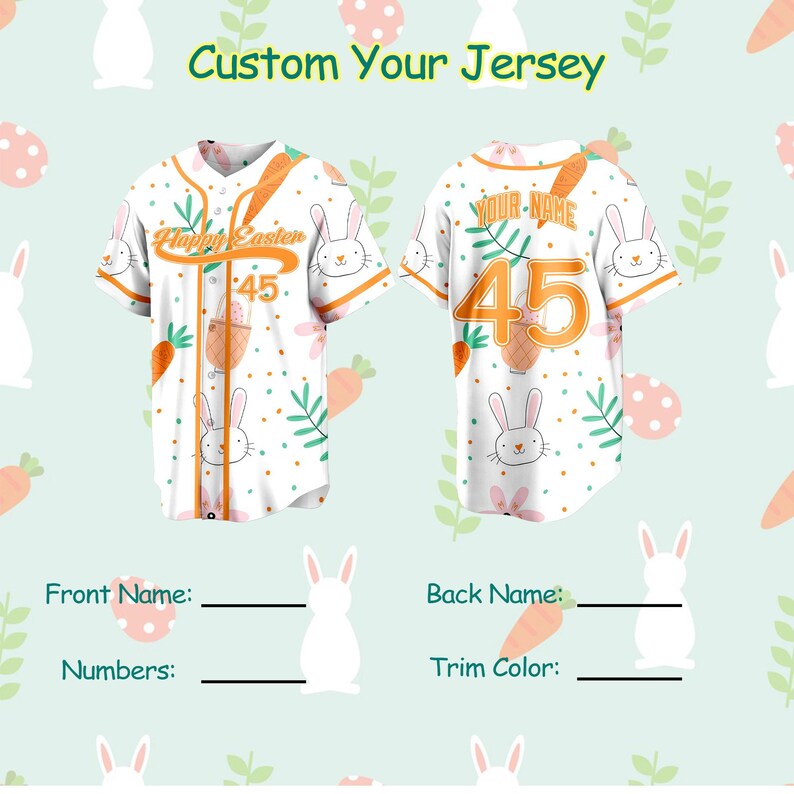 2026 Easter Baseball Jersey, Happy Easter Bunny Egg Shirt, Custom Name ...