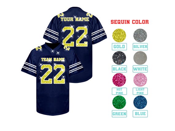 Custom Football Jersey, Personalized Sequin Football jerseys, Stitched Sequins Team Uniform, Gift for Men Women and Kids