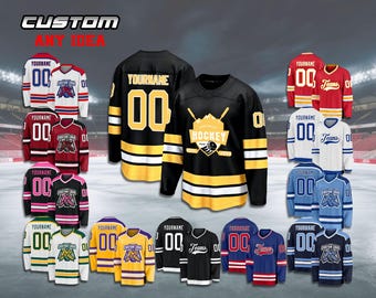 Custom Ice Hockey Jersey, Personalized Team Uniform, Name & Number Jersey Gift for Adults/Kids