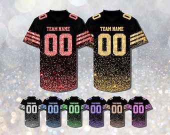 Custom Glitter Football Jersey, Personalized Bling jerseys, Stitched Sequins Glitter Wedding Jersey, Cheerleading for Men Women Youth Kids