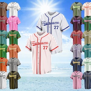 Personalized Baseball Jersey, Custom Jersey Team Uniform, Customize Name & Number Jersey, Pinstripe Baseball Shirt for Couples and Players