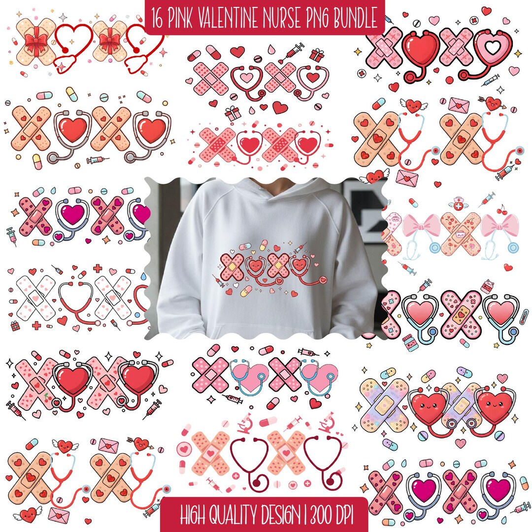 Pink Valentine Nurse Png Bundle |cute Pink Nurse Png |nurse Stethoscope ...