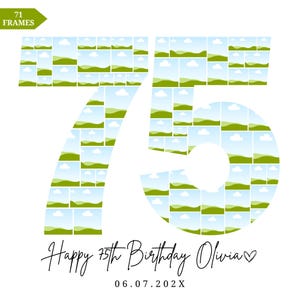 75th Birthday Photo Collage Template, Editable 75th Birthday Photo Poster, Personalized 75th Birthday Gift, 75th Anniversary Gift Collage