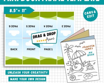 Editable Mini Book Cover Canva Template, Drag and Drop Frames (Digital Download)