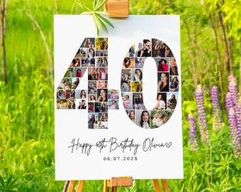 40th Birthday Photo Collage Template, Personalized Gift (Digital Download)