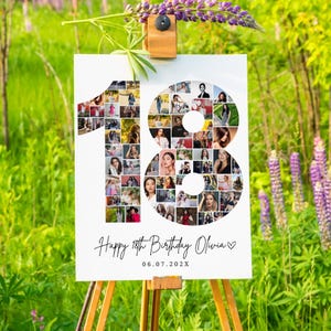 18th Birthday Photo Collage Template, Editable 18th Birthday Photo Poster, Personalized 18th Birthday Gift, 18th Anniversary Gift Collage