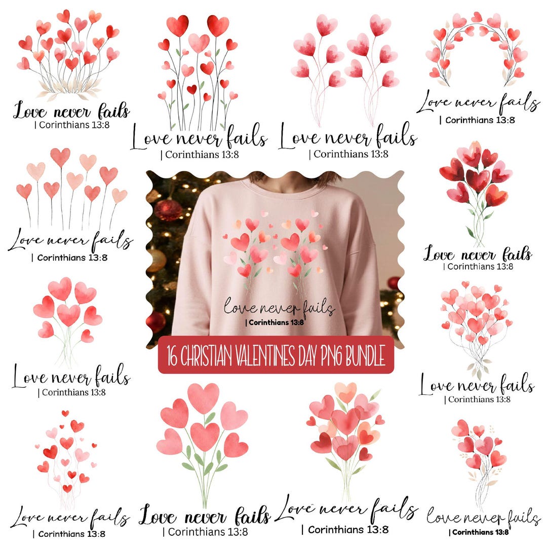 Christian Valentines Day Png Bundle, Faith-based Valentine Quotes Png ...