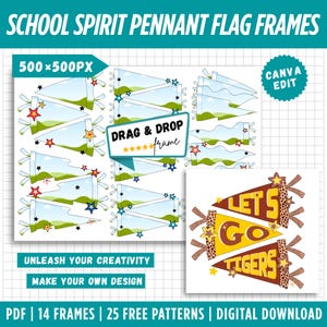 Editable School Spirit Pennant Frames, Mascot Design (Digital Download)