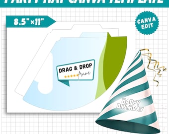 Editable Party Hat Canva Template: DIY Custom Design (PDF & SVG Files)