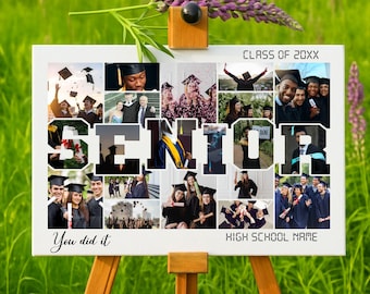 Senior Photo Collage Template, Graduation Keepsake (Canva Editable, Digital Download)