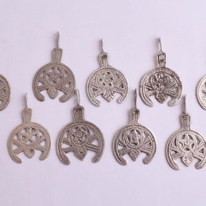 Authentic Vintage Berber Moroccan Silver Amulet Pendants - Set of 9 Bohemian Tribal Jewelry Charms