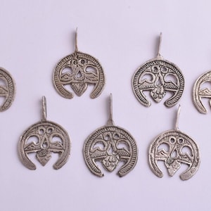 Vintage Berber Moroccan Silver Amulet Pendants - Set of 7 Tribal Ethnic Jewelry Charms