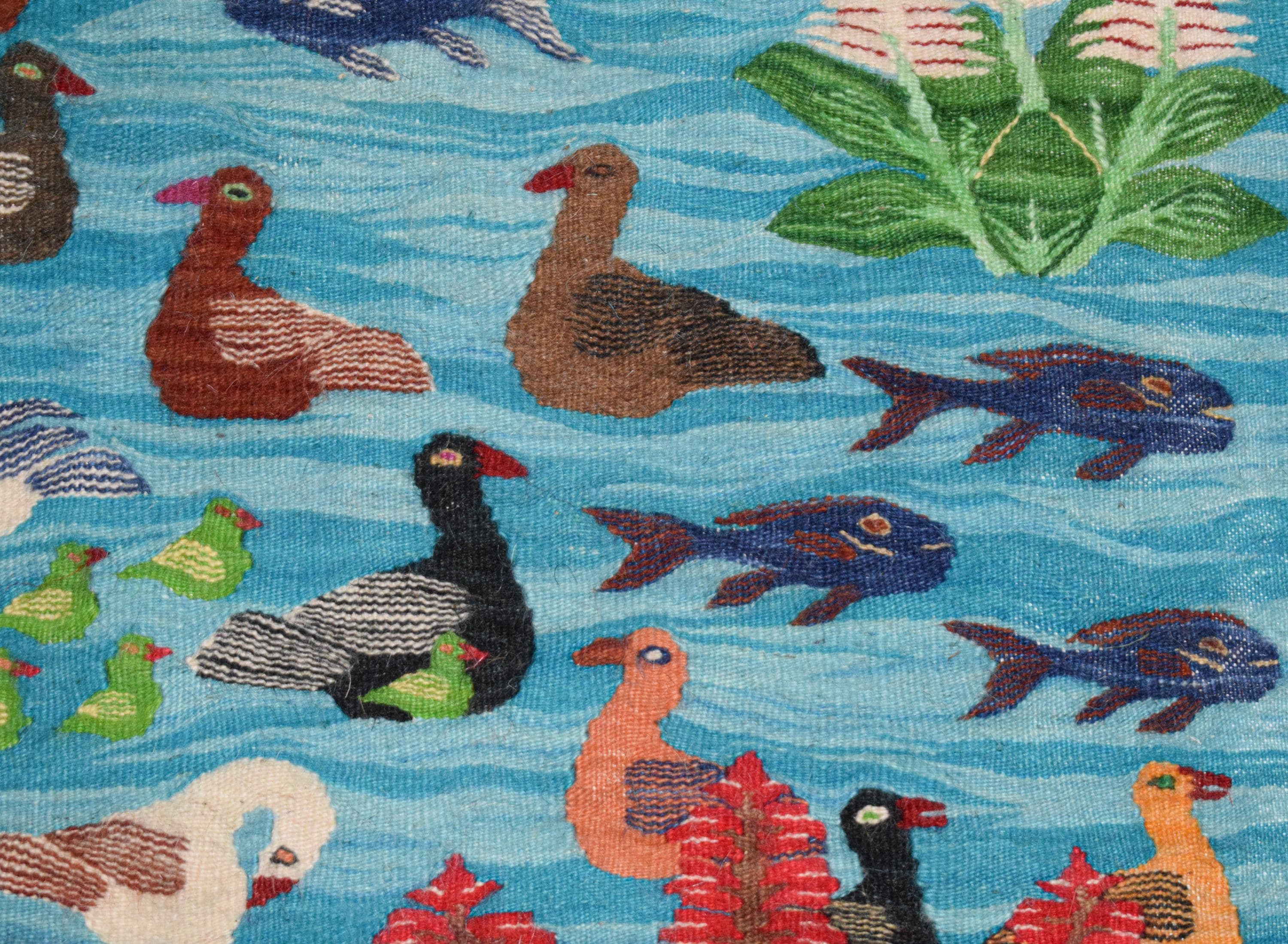Egyptian Wool Tapestry Wall Haging-handwoven Kilim Folk Art Rug