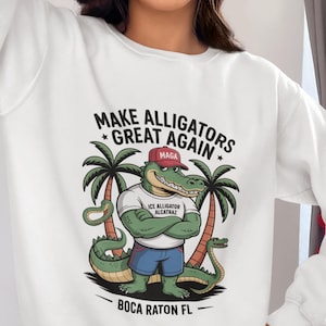 Make Alligators Great Again PNG, Funny Alligator Wearing MAGA Hat Clipart, Everglades Florida Swamp Animal Design, Digital Sublimation