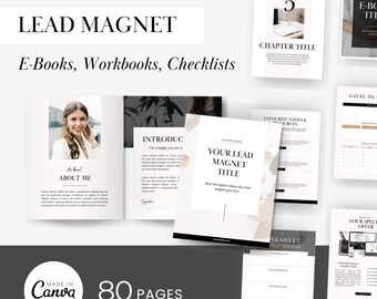 Blei Magnet Canva Template Pack | E-book, Workbook, Checklisten & Planer Kit (80 Seiten)