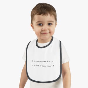 Baby Bib, Messy Eater Funny Phrase Contrast Trim Jersey Bib, Infant Feeding Accessories, Cute Baby Shower Gift, Gender Neutral Mealtime