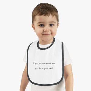 Baby Bib, Messy Eater Funny Phrase Contrast Trim Jersey Bib, Infant Feeding Accessories, Cute Baby Shower Gift, Gender Neutral Mealtime