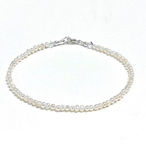 Freshwater Pearl Anklet - Dainty Ankle Bracelet for Women - Bridal Ankle Bracelet - 9, 10 or 11 Inch Anklet - Sterling Silver - Gift for Her