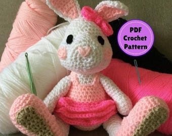 Ballerina Bunny Crochet Pattern, Amigurumi Rabbit with Tutu, Dance Recital Plushie Pattern, PDF