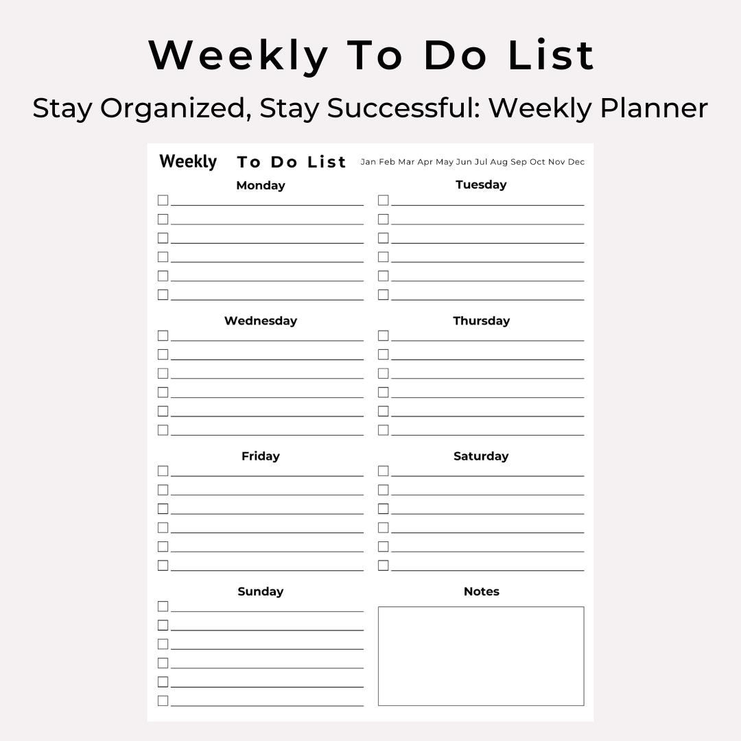 Printable Weekly to Do List PDF - Simple Minimalist Digital Planner ...