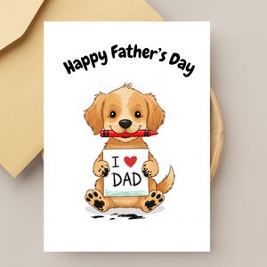 Lustiger Vatertagshund Karte druckbar, niedlicher Welpe Digital Vatertag Geschenk Pdf, Daddy Tag Gruß Papa Karte, Hundeliebhaber Vatertagskarte