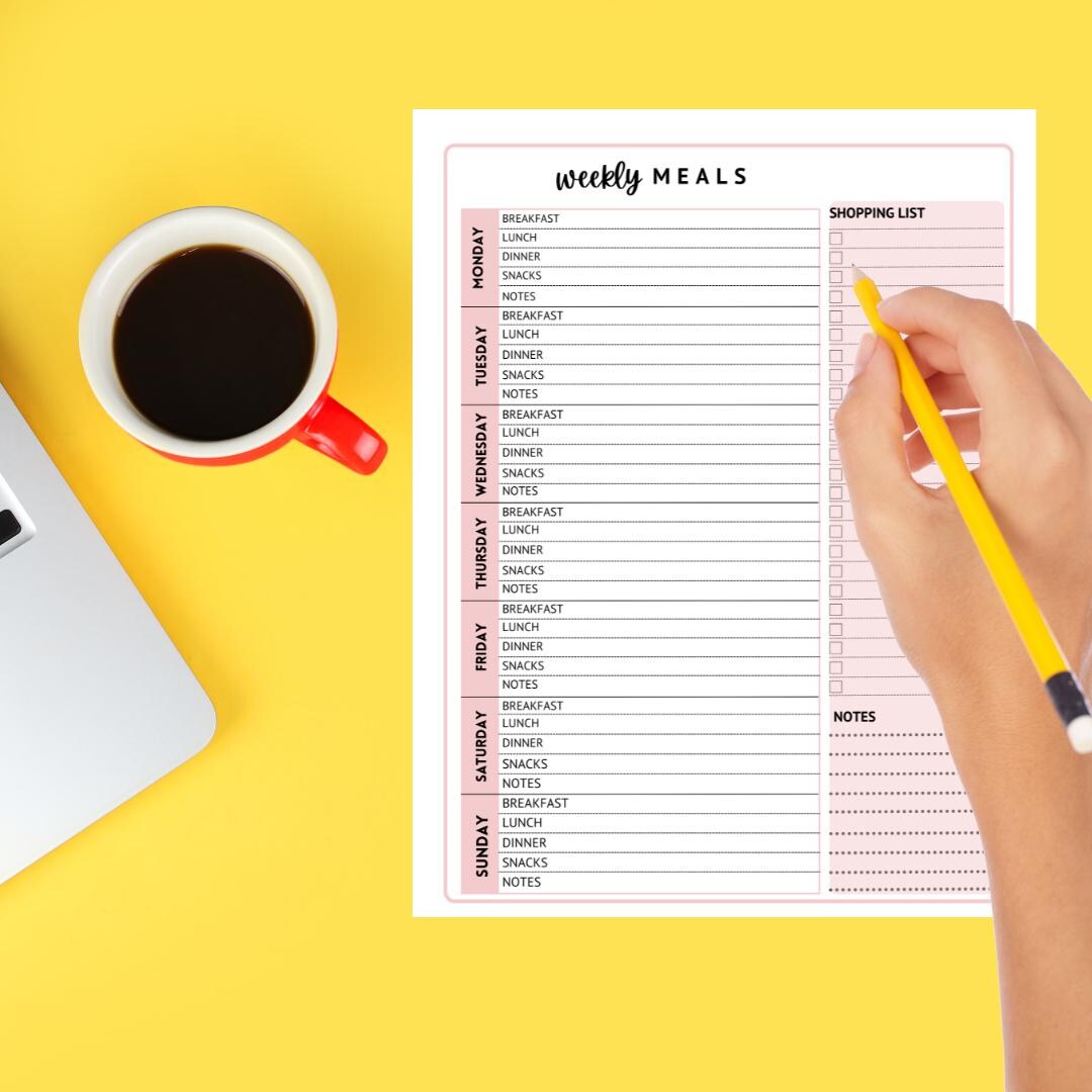 Weekly Meal Planner Printable - Digital Meal Planning PDF - Instant ...