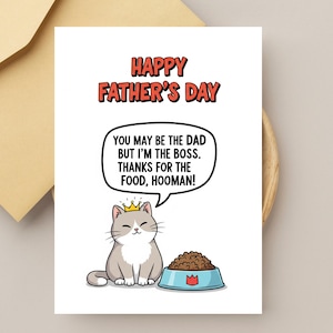 Carte drôle de chat de fête des pères imprimable, numérique drôle de cadeau de fête des pères Pdf, fête des papas, meilleur cadeau de papa, carte de fête des pères d'amant de chat Happy Day