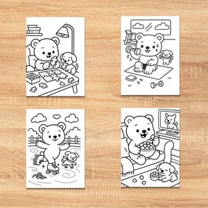 50 Cozy Bear Coloring Pages, Bold and Easy Coloring Book, Simple Summer Coloring Page, Coloring Sheets Printable Digital, instant download