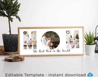 Mutter Geburtstag Foto Collage "MOM" bearbeitbare Vorlage, druckbare Mama Geschenk von Tochter Sohn, personalisierte Mama Geschenkidee Mama Collage Rahmen