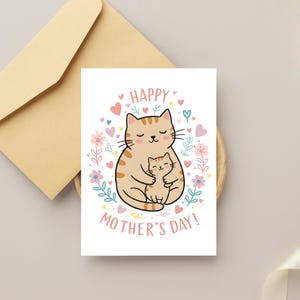 Lustige Muttertagskatzenkarte druckbare, lustige digitale Muttertagsgeschenk-Pdf, Mama-Tagesgruß-Mama Karte, Katzenliebhaber-Mütter-Tageskarte glücklicher Tag