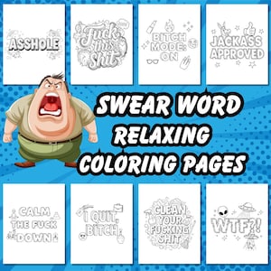 Swear Word Coloring Pages, 55 Funny Easy Bold Curse Word Pages, Adult Coloring Book PDF, Cuss Words Printable or Digital, instant download