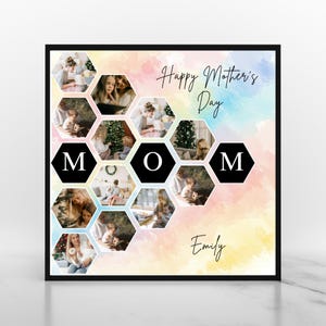 Mother Birthday Wall Art Gift, Custom Mom Printable Picture Frame, Editable Mommy Photo Collage Template, Mom wall decor, Mama Collage Frame