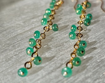 Emerald Earrings, 14k Gold-filled,  Free Shipping,  May Birthday, May Birthstone,  Mom Gifts, Gifts for Her Zambian Emerald Gemstones